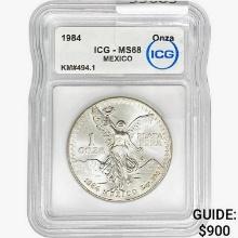 1984 1oz Silver Mexico Onza ICG MS68