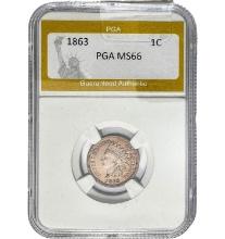 1863 1C Indian Head PGA MS65