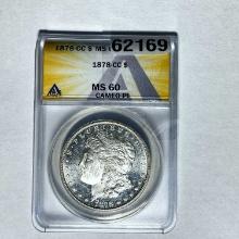 1878-CC Morgan Dollar ANACS MS60 CAMEO PL SILVER