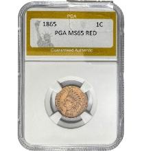 1865 1C Indian Head Cent PGA MS65 RED