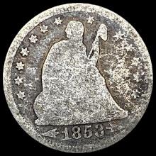1853-O Arrows Seated Liberty Quarter NICELY CIRCULATED