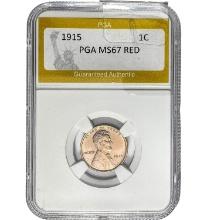 1915 1C Lincoln Cent PGA MS67 RED