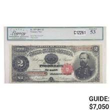 1891 $2 "MCPHERSON" TREASURY NOTE LEGACY AU-53