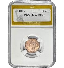 1896 1C Indian Head Cent PGA MS66 RED