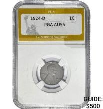 1924-D 1C Lincoln Cent PGA AU55
