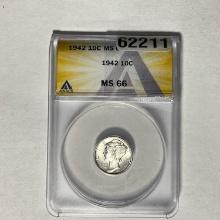 1942 Mercury Dime ANACS MS 66