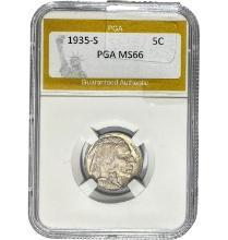 1935-S Buffalo Nickel PGA MS66