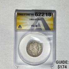1901-O Barber Quarter ANACS VG 8