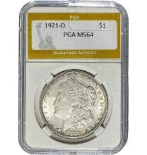 1921-D Morgan Dollar PGA MS64 SILVER