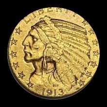 1913 Indian Head Half Eagle $5 Gold LIGHTLY CIRCULATED