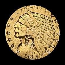1913 Indian Head $5 Gold Half Eagle LIGHTLY CIRCULATED
