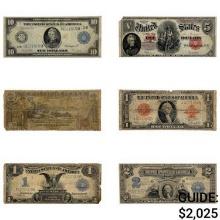 LOT OF 6 MIXED LARGE SIZE CURRENCY NOTES 1896-1923