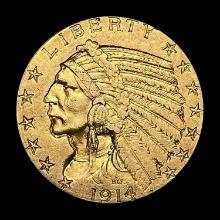1914 Indian Head $5 Gold Half Eagle LIGHTLY CIRCULATED