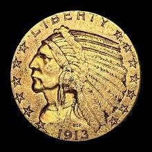 1913 Indian Head Half Eagle $5 Gold LIGHTLY CIRCULATED