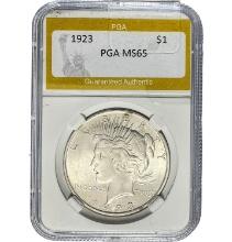 1923 Peace Dollar PGA MS65 SILVER