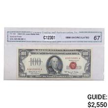 1966 $100 LEGAL TENDER USN CGA SUBERB GEM UNC-67