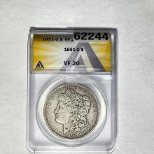 1891-O Morgan Dollar ANACS VF 20 SILVER