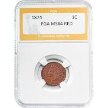 1874 Indian Head Cent PGA MS64