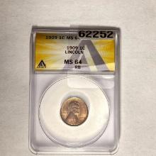 1909 1C Lincoln Wheat ANACS MS64 RB