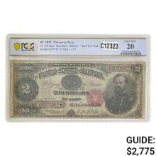 1891 $2 "MCHERSON" TREASURY NOTE PCGS VF-20