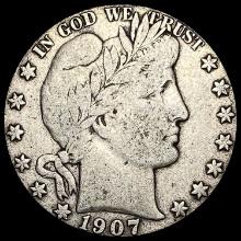 1907-D Silver Barber Half Dollar LIGHTLY CIRCULATED