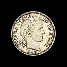 1909 Barber Dime NEARLY UNCIRCULATED