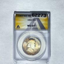 1963 50C Franklin Half Dollar ANACS MS64