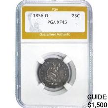 1856-O Seated Liberty Quarter PGA XF45