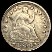 1854 Seated Liberty Half Dime [ARROWS] LIGHTLY CIRCULATED