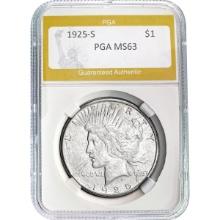 1925-S Silver Peace Dollar PGA MS63
