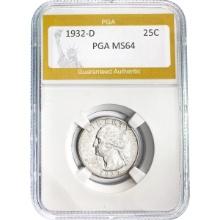 1932-D Washington Silver Quarter PGA MS64