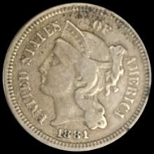 1881 Nickel Three-Cent Piece NICELY CIRCULATED