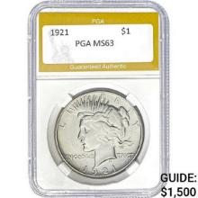 1921 Peace Dollar PGA PGA MS63