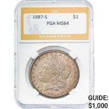 1887-S Morgan Silver Dollar PGA MS64