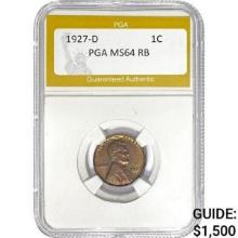 1927-D Lincoln Cent PGA RB PGA MS64