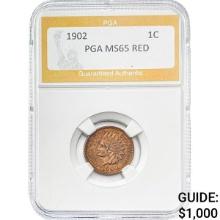 1902 Indian Head Cent PGA MS65 RED
