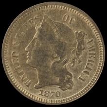 1870 Nickel Three-Cent Piece LIGHTLY CIRCULATED