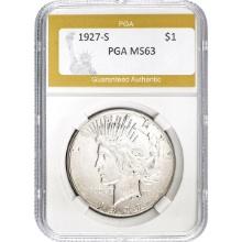 1927-S Silver Peace Dollar PGA MS63