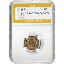 1867 Indian Head Cent PGA PR65 RED CAMEO