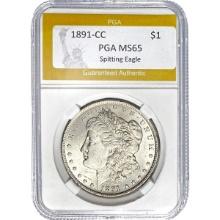 1891-CC Morgan Silver Dollar PGA MS65