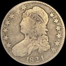 1824 Capped Bust Half Dollar NICELY CIRCULATED