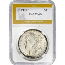 1901-S Morgan Silver Dollar PGA MS65
