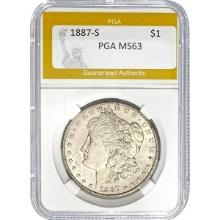 1887-S Morgan Silver Dollar PGA MS63