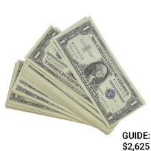 LOT OF (100) 1957 $1 SILVER CERTIFICATES GEM UNC