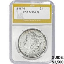 1887-S Morgan Dollar PGA  MS64 PL