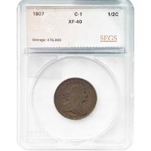 1807 Draped Bust Half Cent SEGS XF40