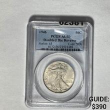 1946 50C Walking Liberty Doubled Die Reverse PCGS AU50