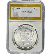 1928 Peace Dollar PGA MS63 SILVER