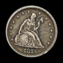 1875-S Seated Liberty Twenty Cent Piece LIGHTLY CIRCULATED