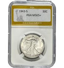1943-S Walking Liberty Half Dollar PGA MS65+
